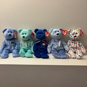 NWT Ty Set of 5 Beanie Baby Teddy Bears